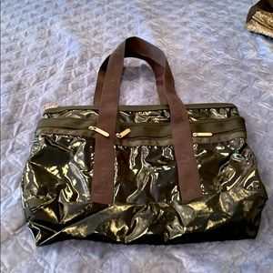 Le Sports Sac Black Patent Leather Shoulder Bag